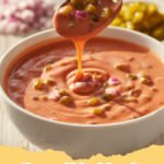 thousand island dressing - Bowl of creamy homemade Thousand Island dressing with a spoon, surrounded by salad ingredients.