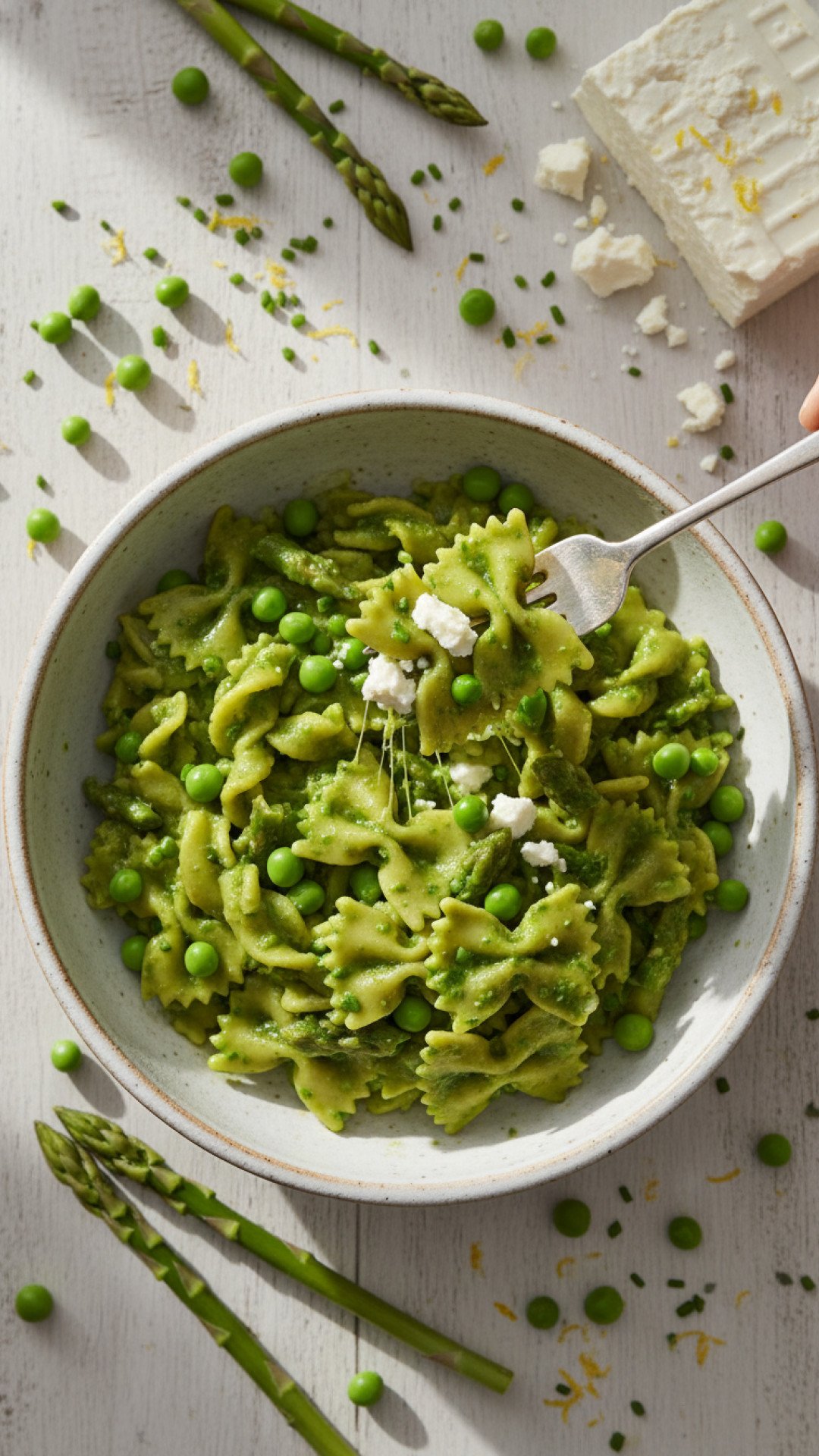 Lemon Asparagus and Sweet Pea Spring Pasta Preparation