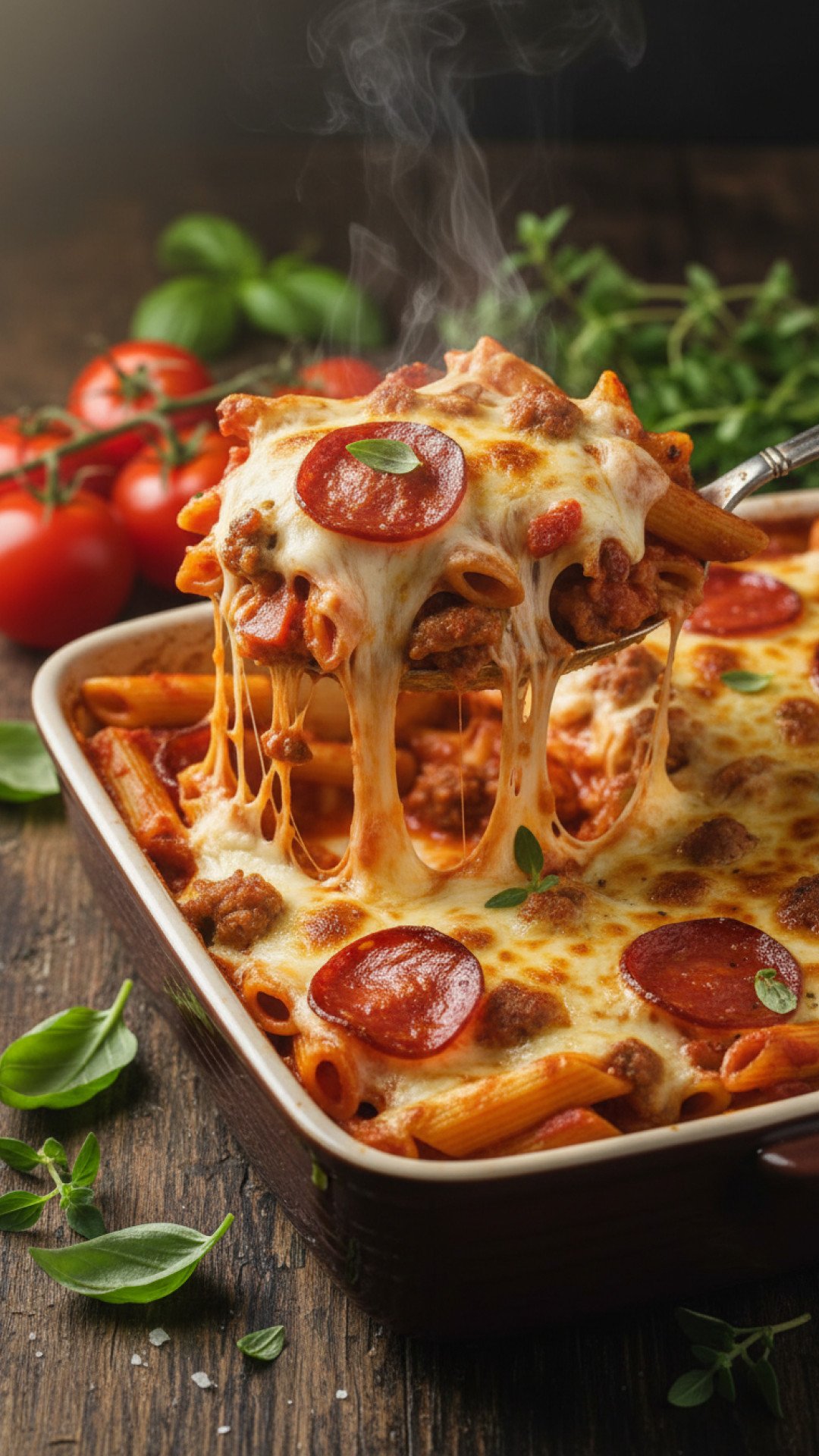 Meat Lovers Pizza Pasta Bake Preparation