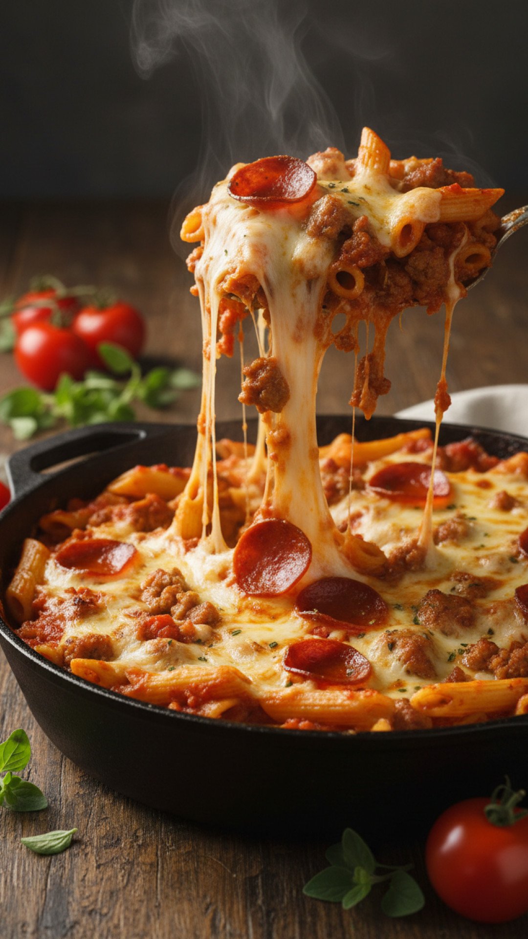 Meat Lovers Pizza Pasta Bake Preparation