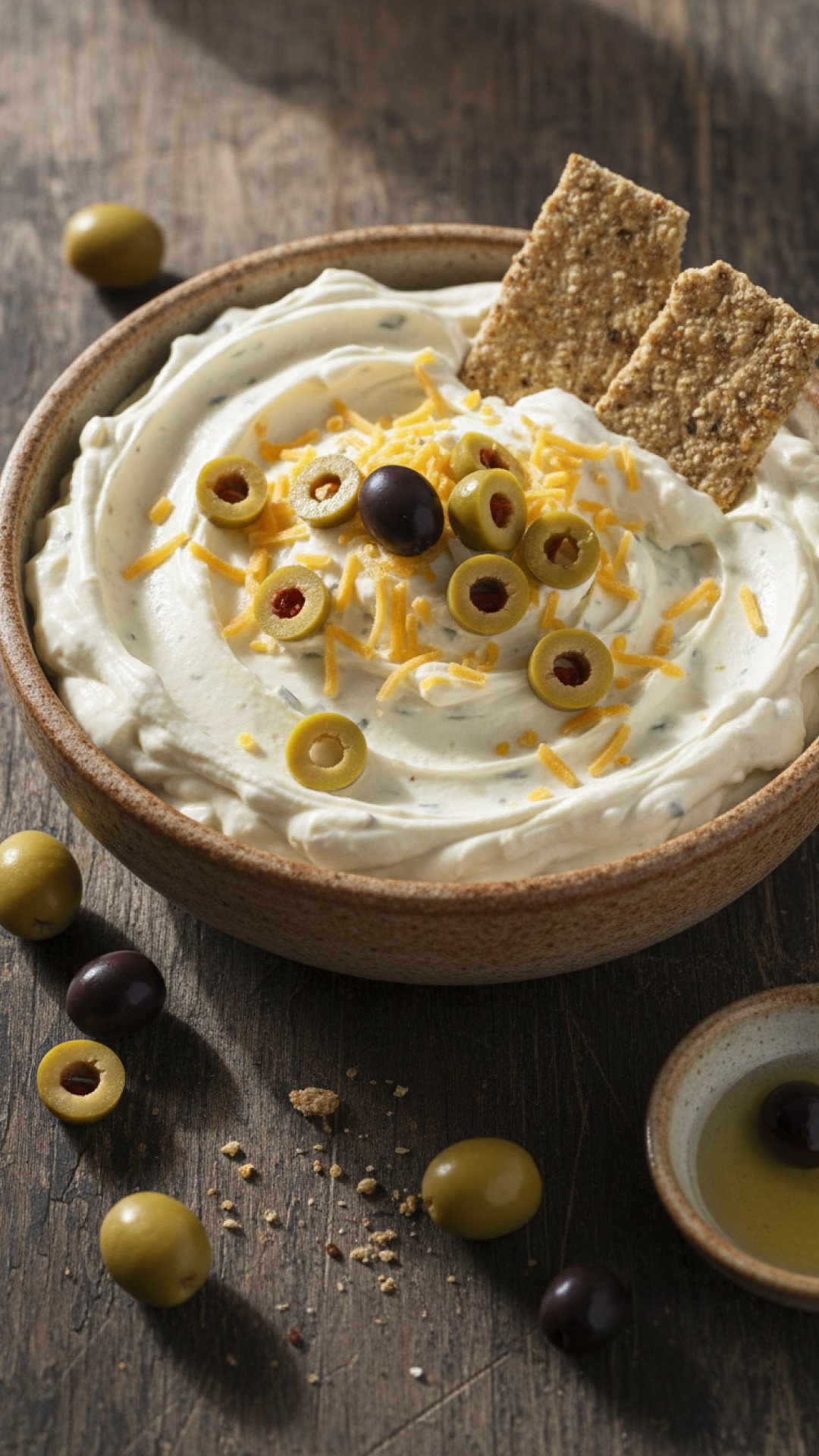 Mediterranean Creamy Olive Dip Preparation