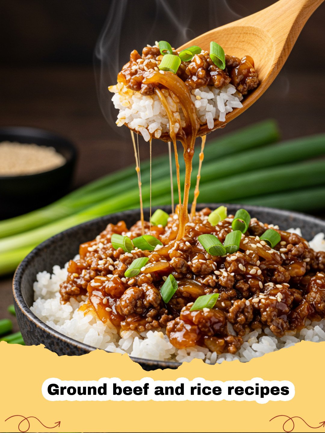 Ground beef and rice recipes - A steaming skillet of ground beef and rice garnished with fresh parsley