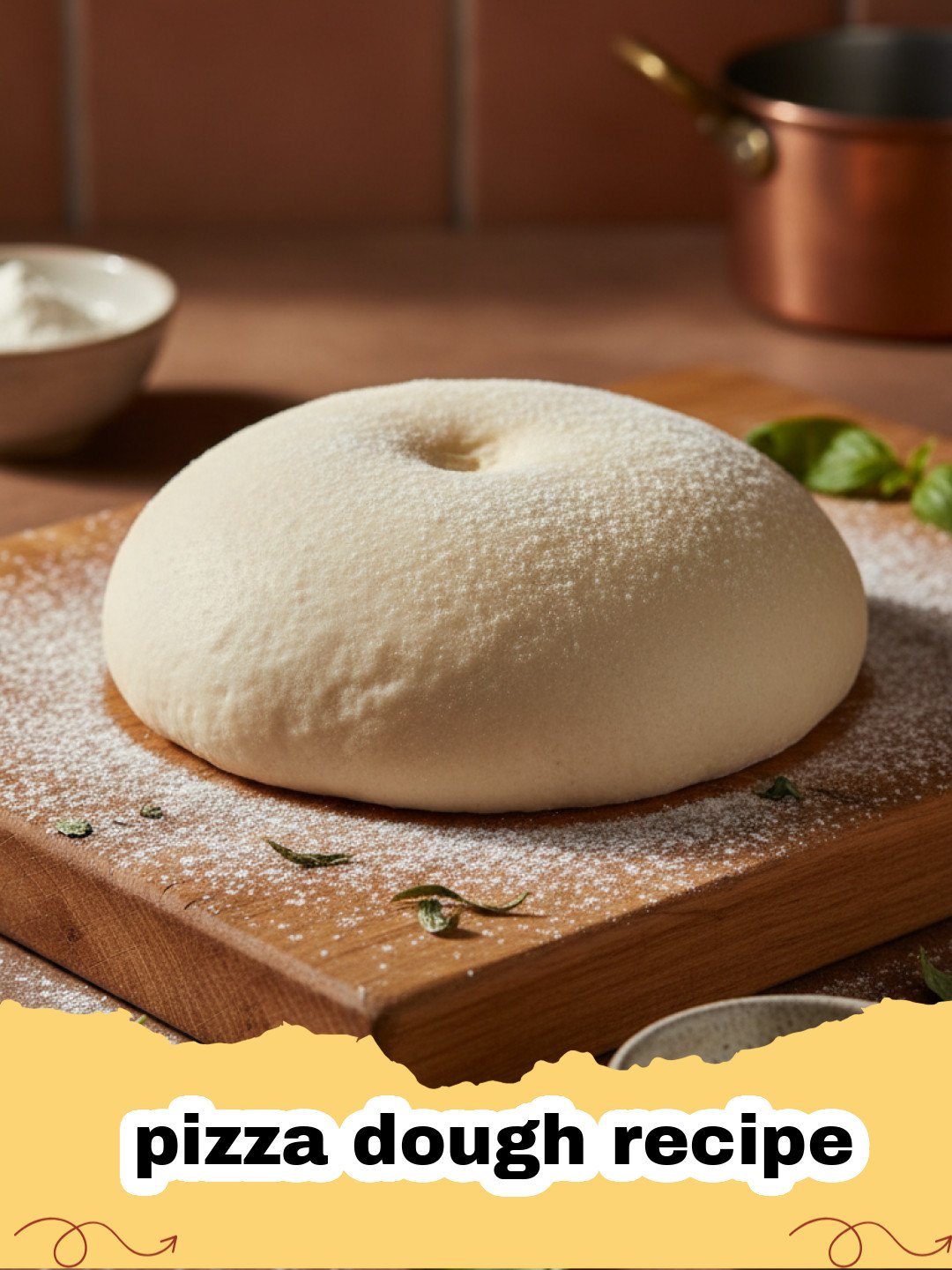 pizza dough recipe - Two golden-brown homemade pizza crusts, one topped with sauce and cheese, the other plain and ready for toppings, on a rustic wooden board.