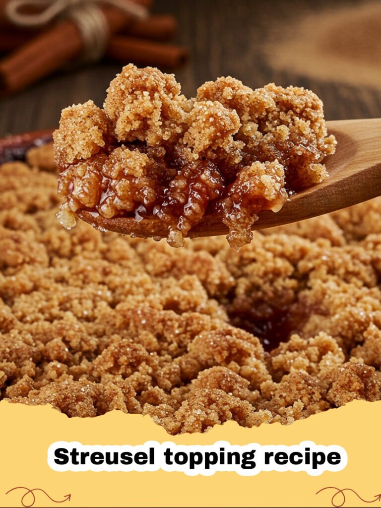 Streusel topping recipe - Close up of golden brown streusel topping on a muffin