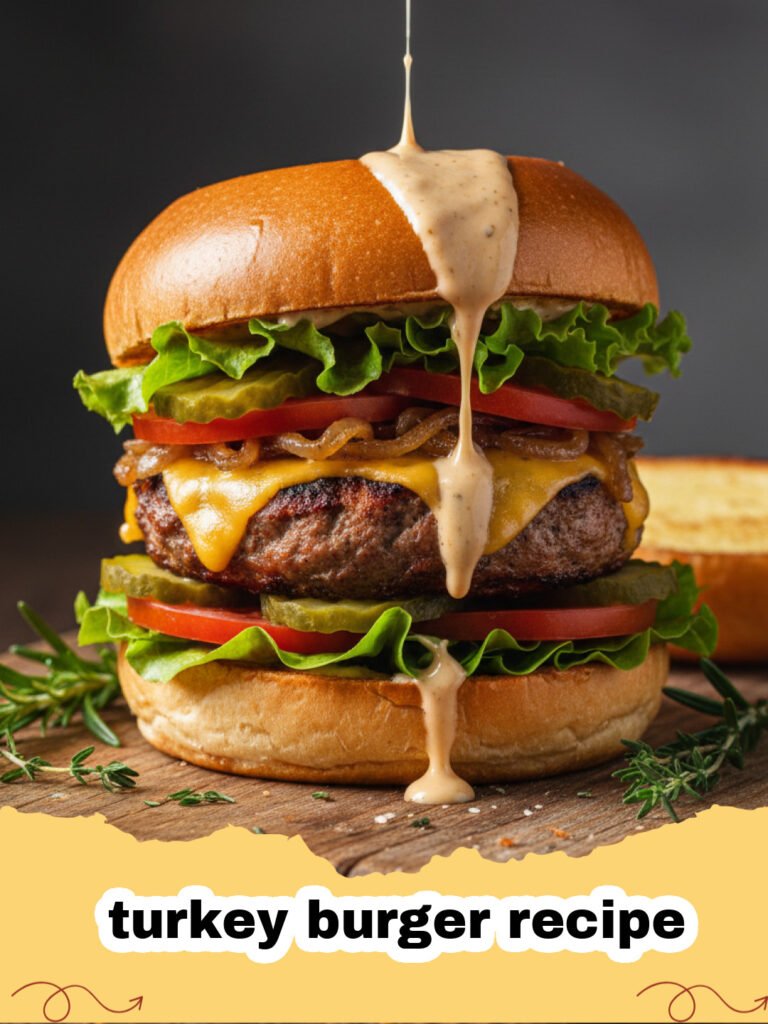 turkey burger recipe - Delicious homemade turkey burger on a toasted bun with fresh toppings