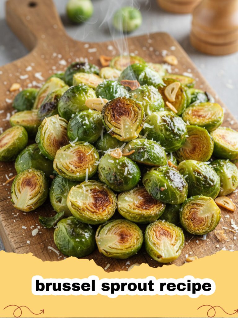 brussel sprout recipe - Golden brown roasted brussel sprouts with honey balsamic glaze on a baking sheet