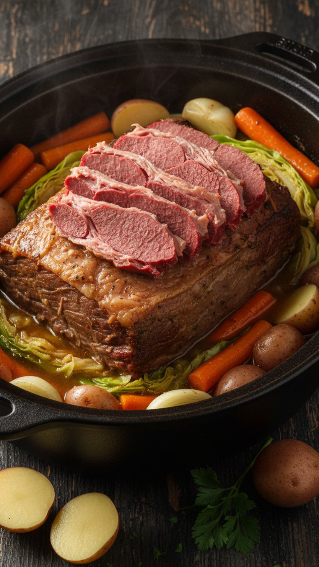 Slow Cooker Corned Beef and Cabbage Preparation