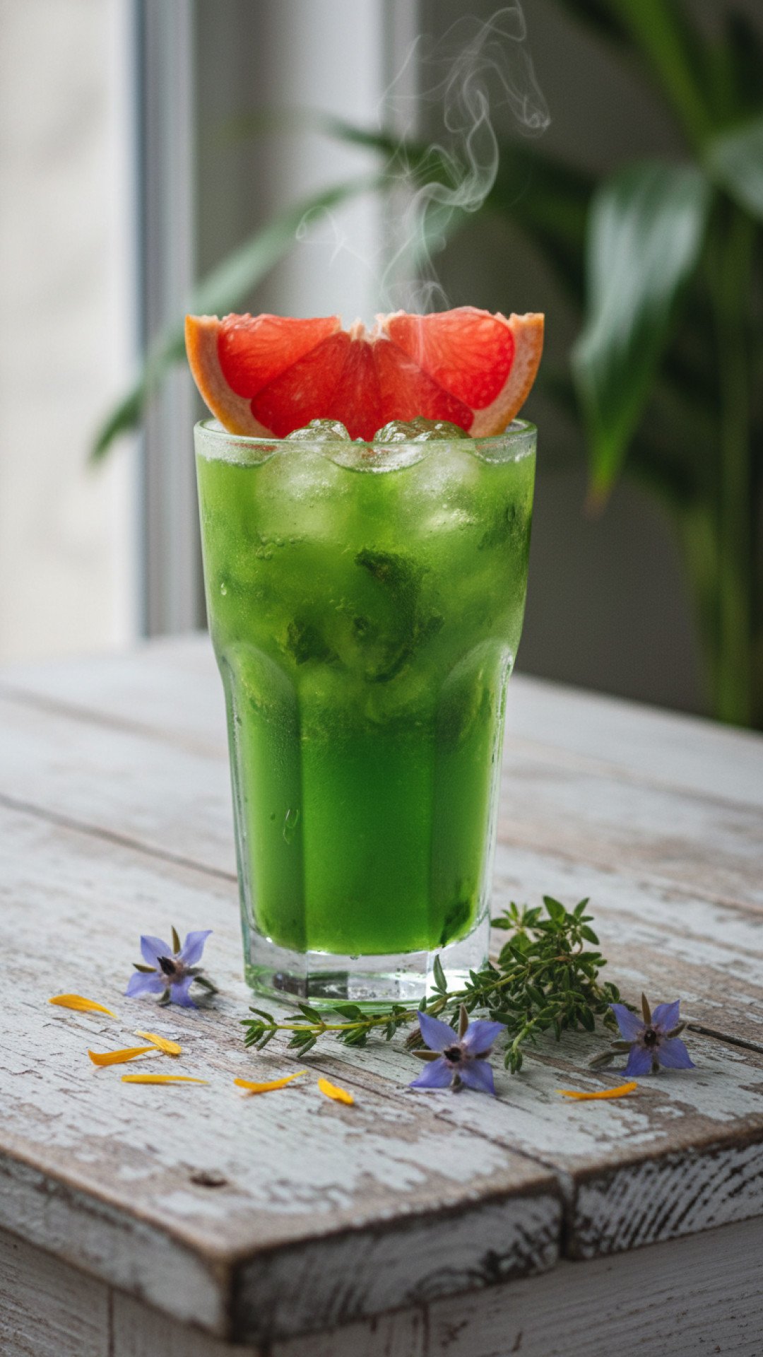 Sparkling Rhubarb and Rose Spring Mocktail Preparation