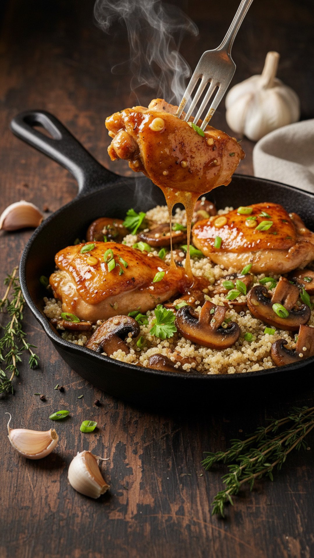 Sticky Honey Garlic Chicken Mushrooms Preparation