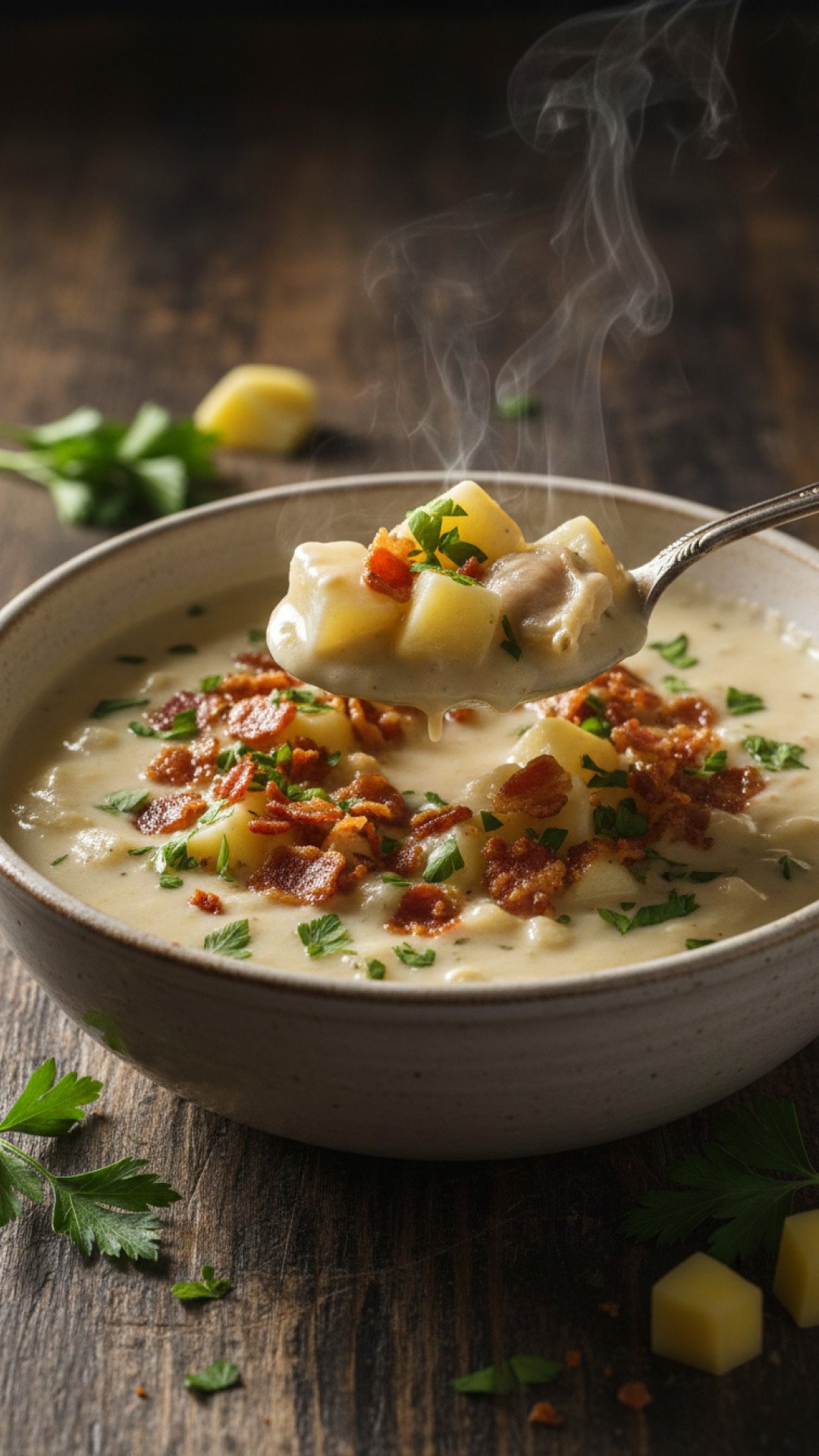 Authentic New England Clam Chowder Preparation