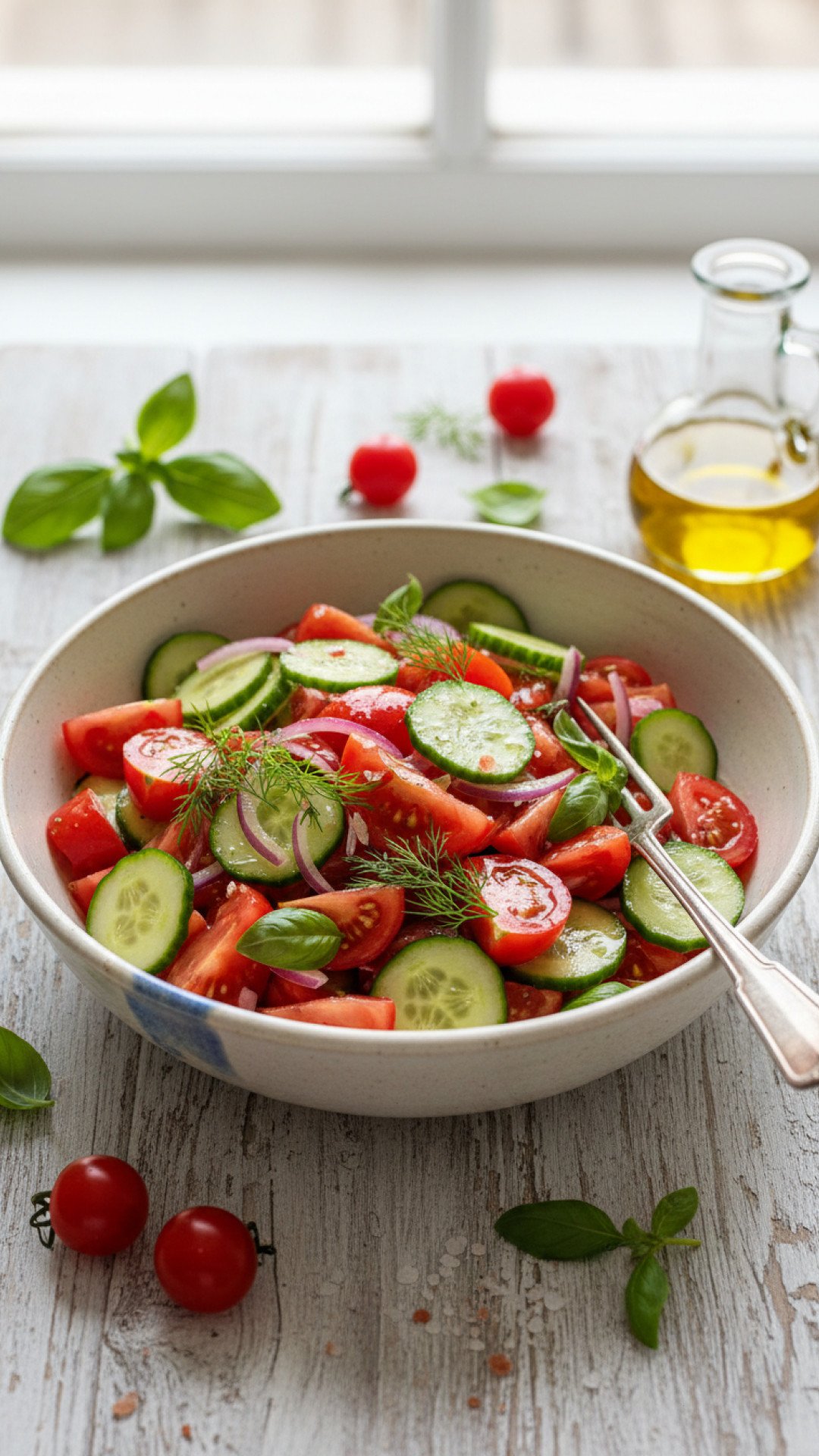 Bright & Refreshing Tomato Cucumber Salad Preparation
