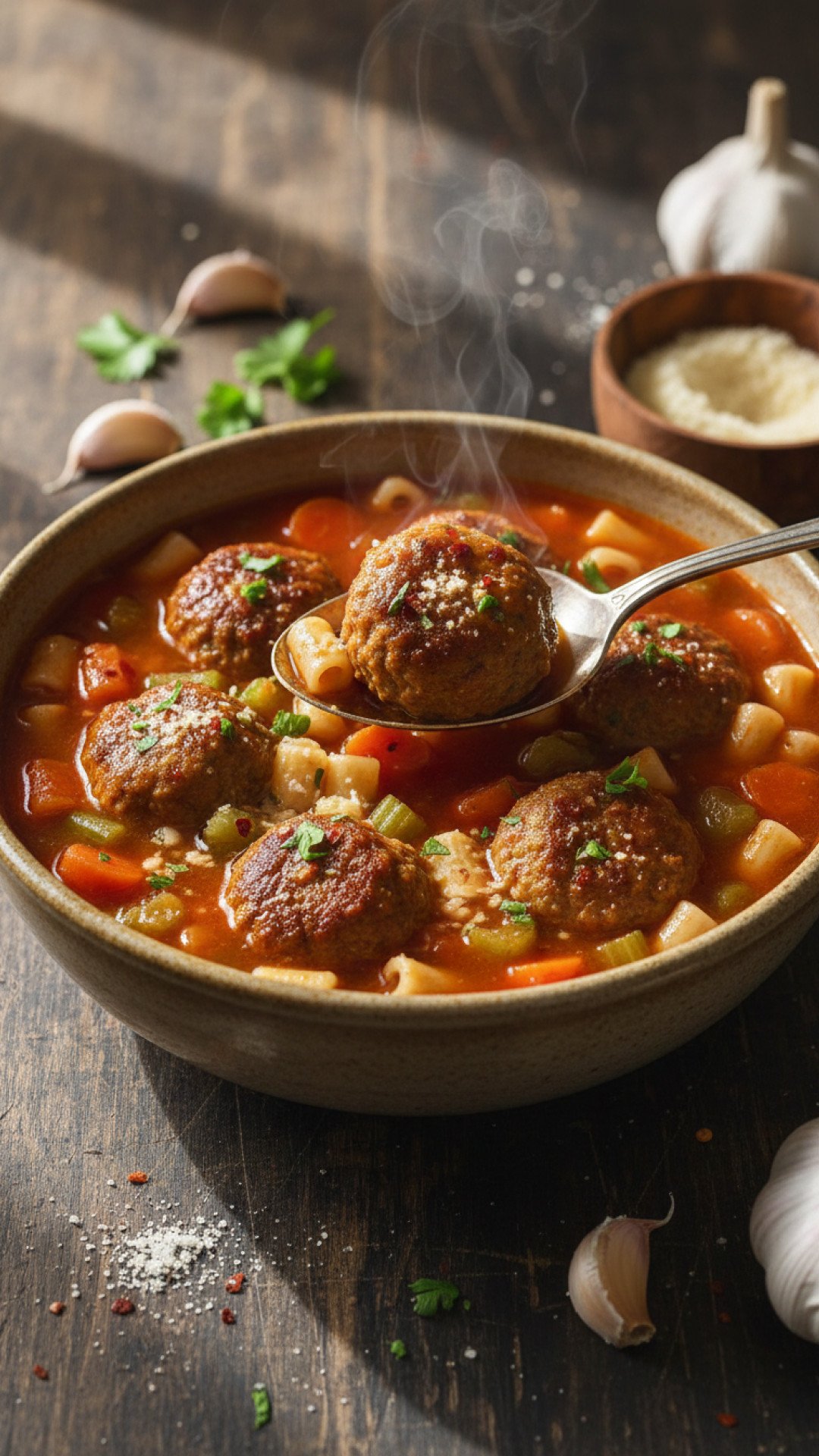 Classic Hearty Meatball Soup Preparation