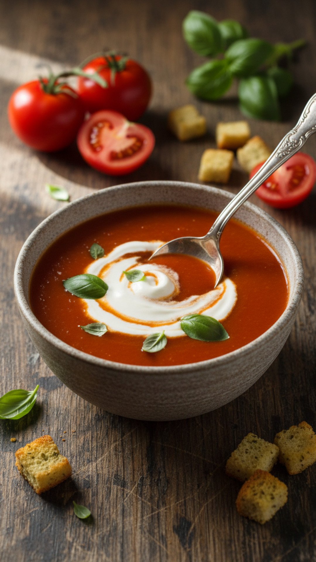 Creamy Tomato Basil Soup Preparation