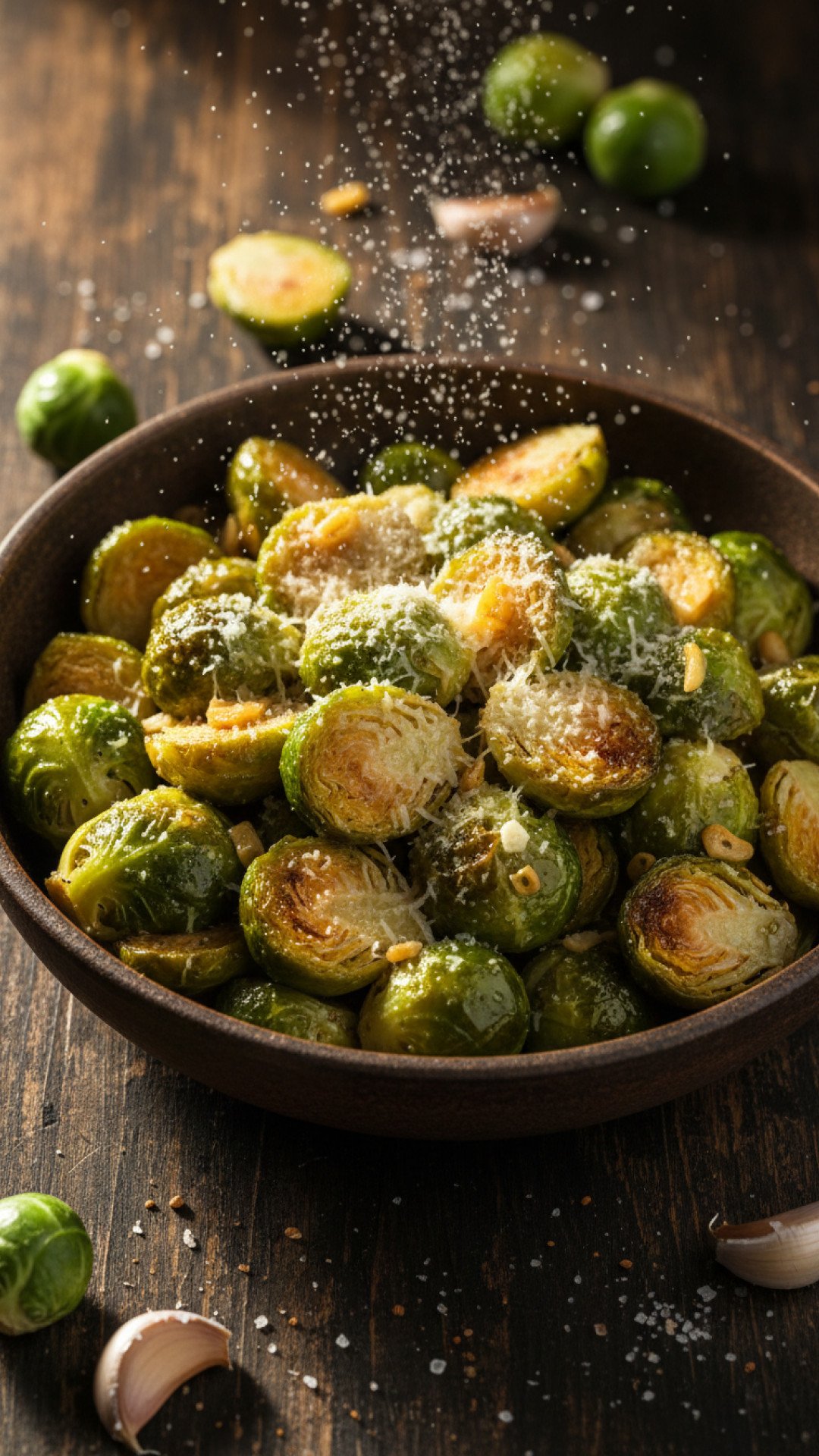 Crispy Roasted Brussel Sprouts with Garlic Preparation