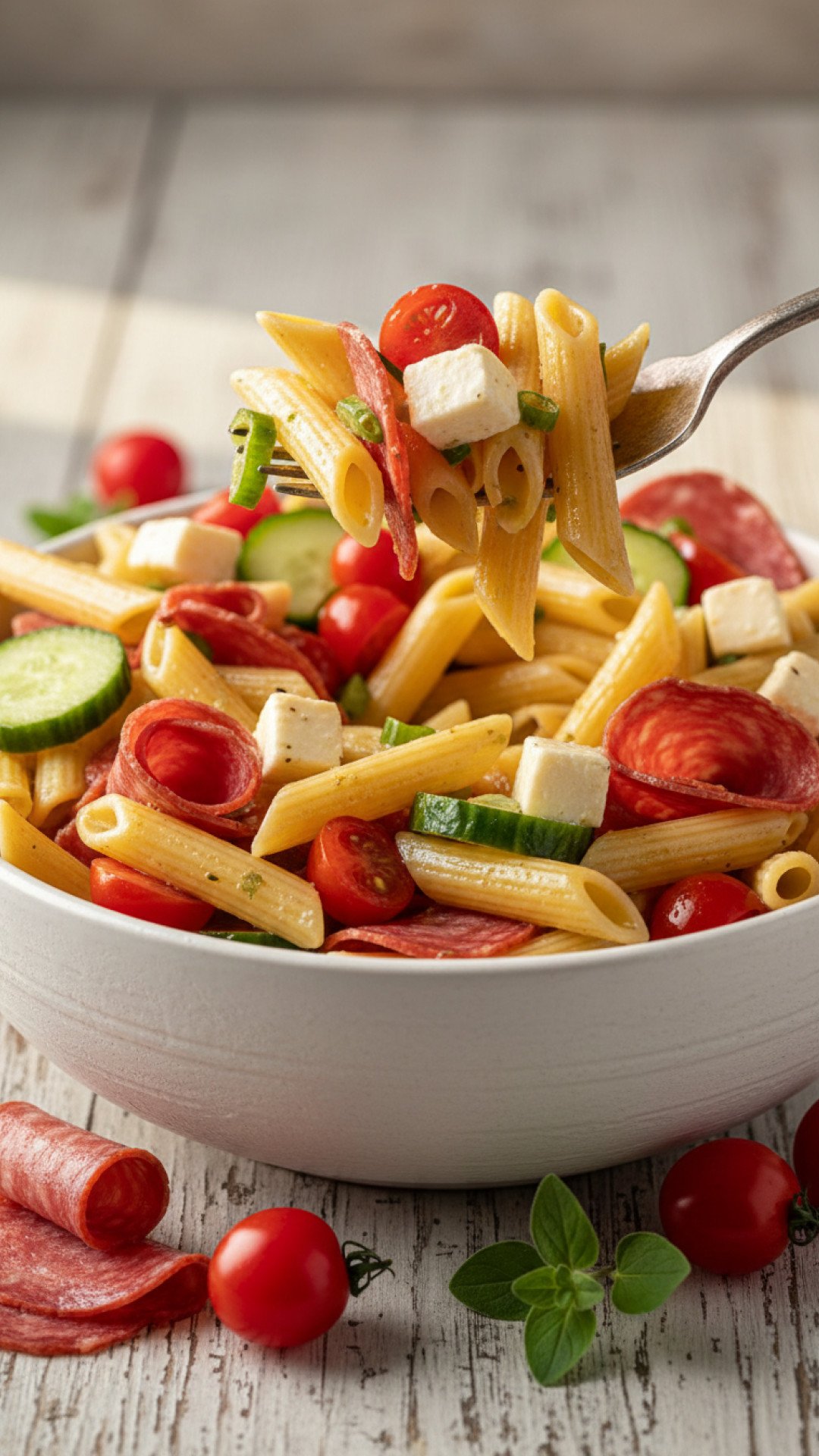 Effortlessly Delicious Mediterranean Pasta Salad Preparation