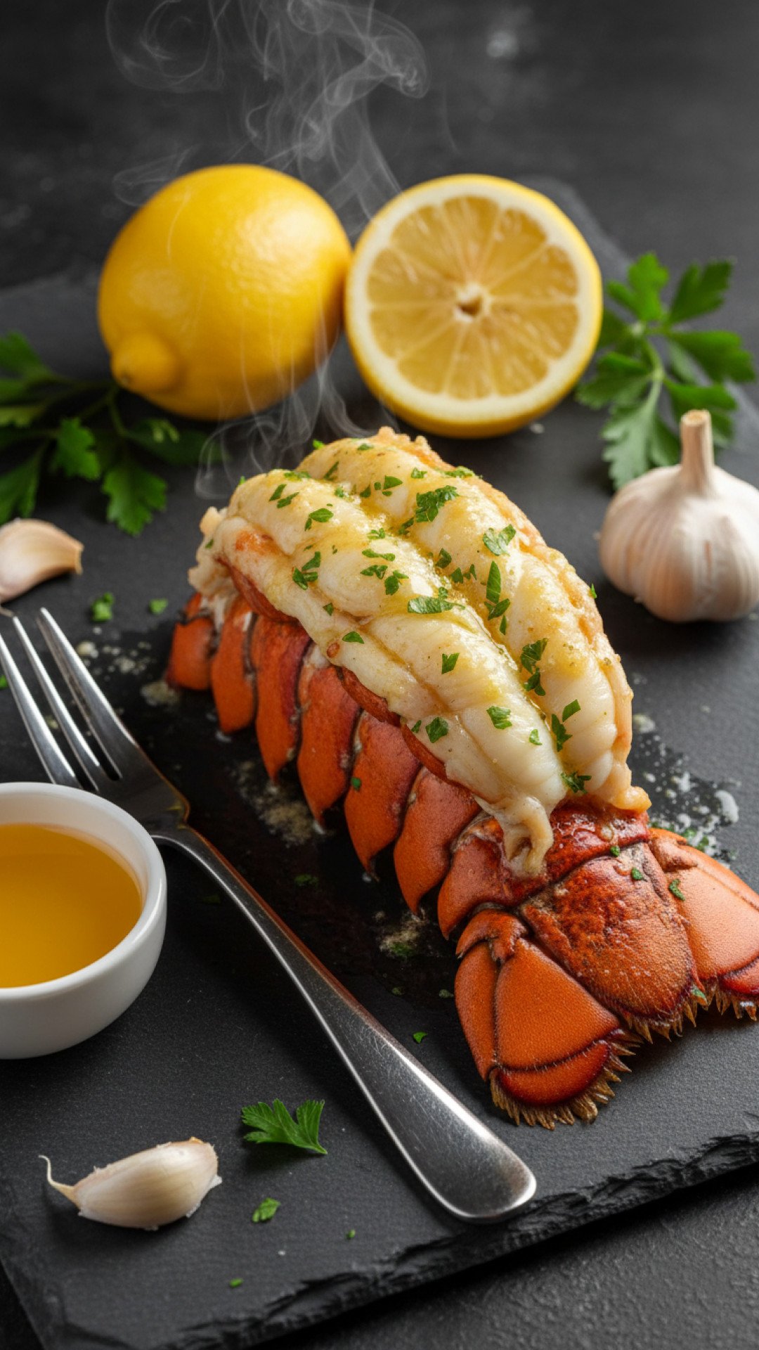 Garlic Butter Poached Lobster Tails Preparation