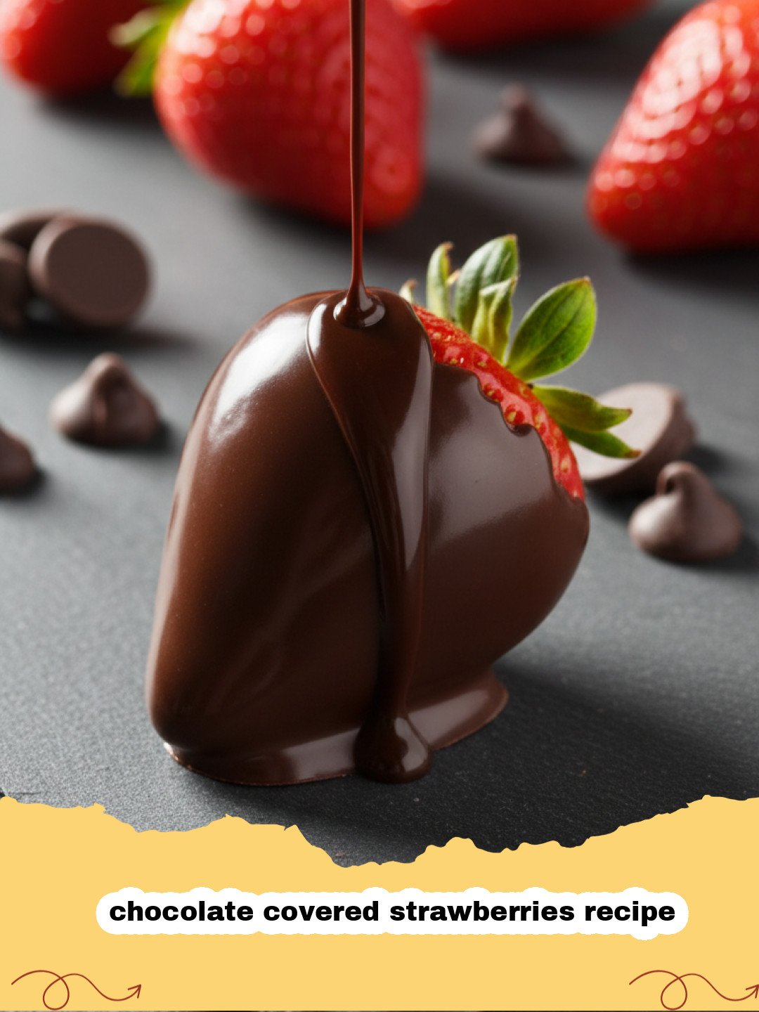 chocolate covered strawberries recipe - Close-up of perfectly dipped homemade chocolate covered strawberries on a white platter, some drizzled with white chocolate, others with sprinkles.