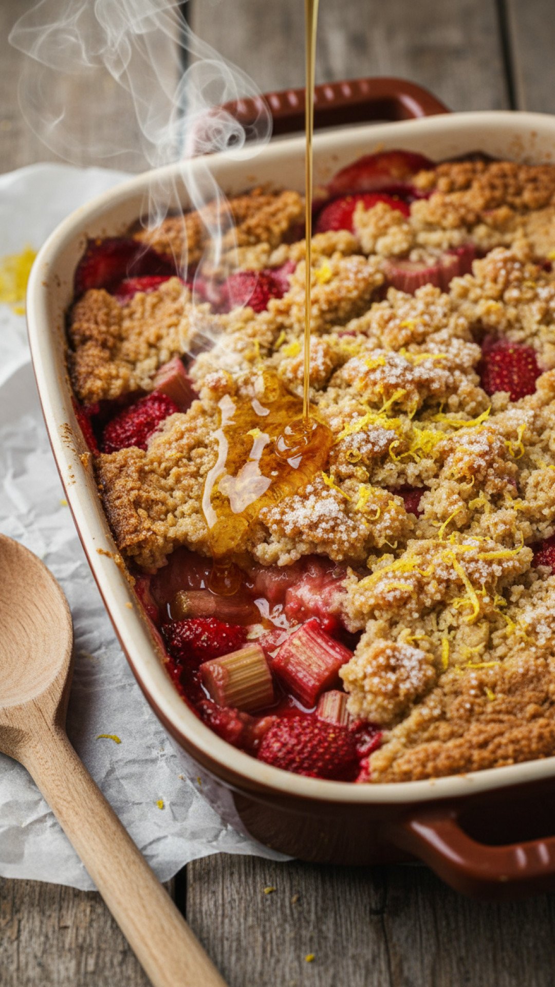 Healthy Rhubarb Oat Crumble Preparation