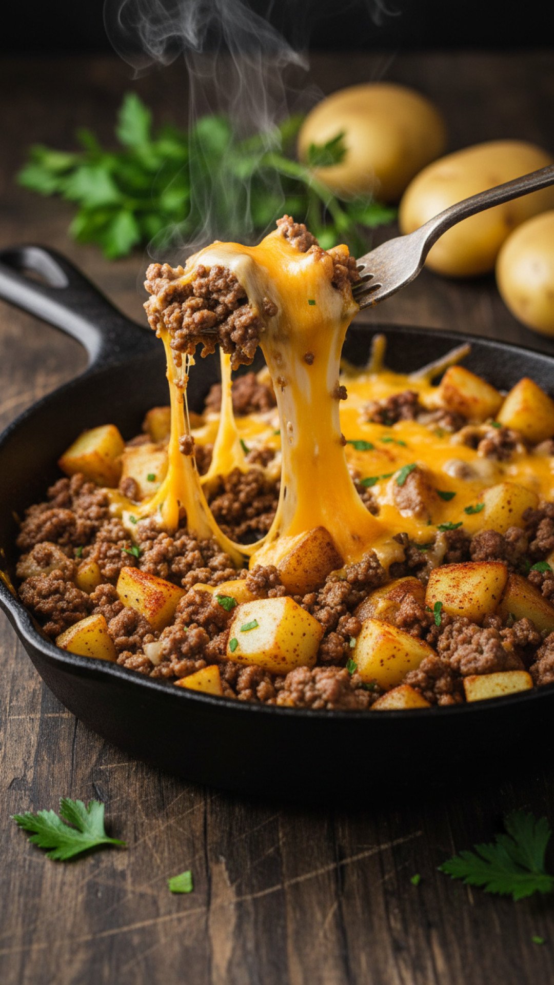 Hearty One-Pan Ground Beef and Potato Skillet Preparation