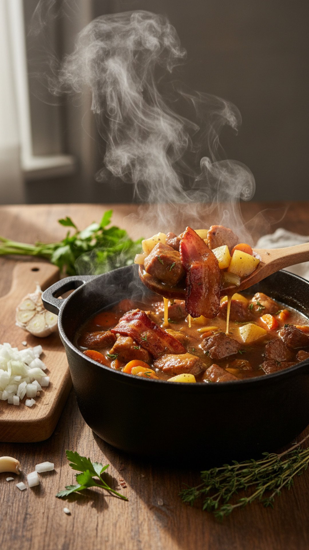Hearty Slow-Cooked Pork & Root Vegetable Stew Preparation