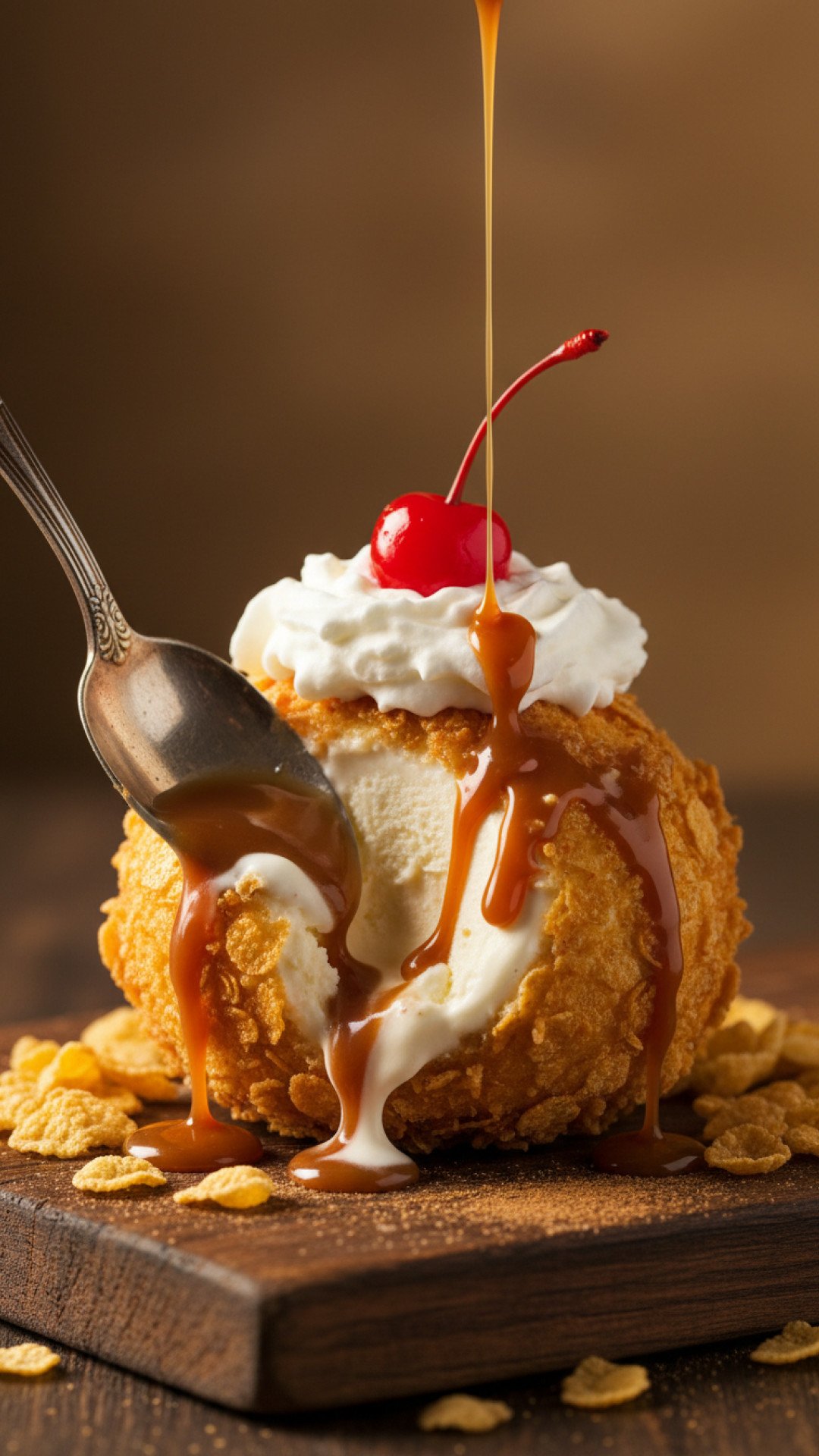 Homemade Fried Ice Cream Preparation