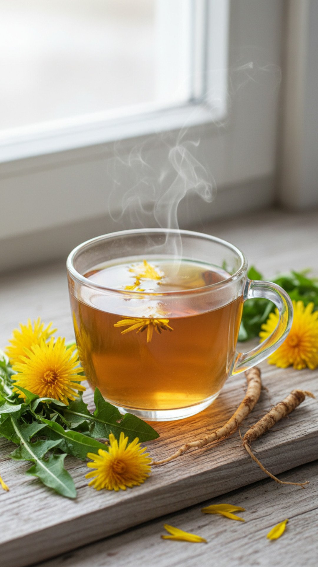 Homemade Soothing Dandelion Tea Preparation