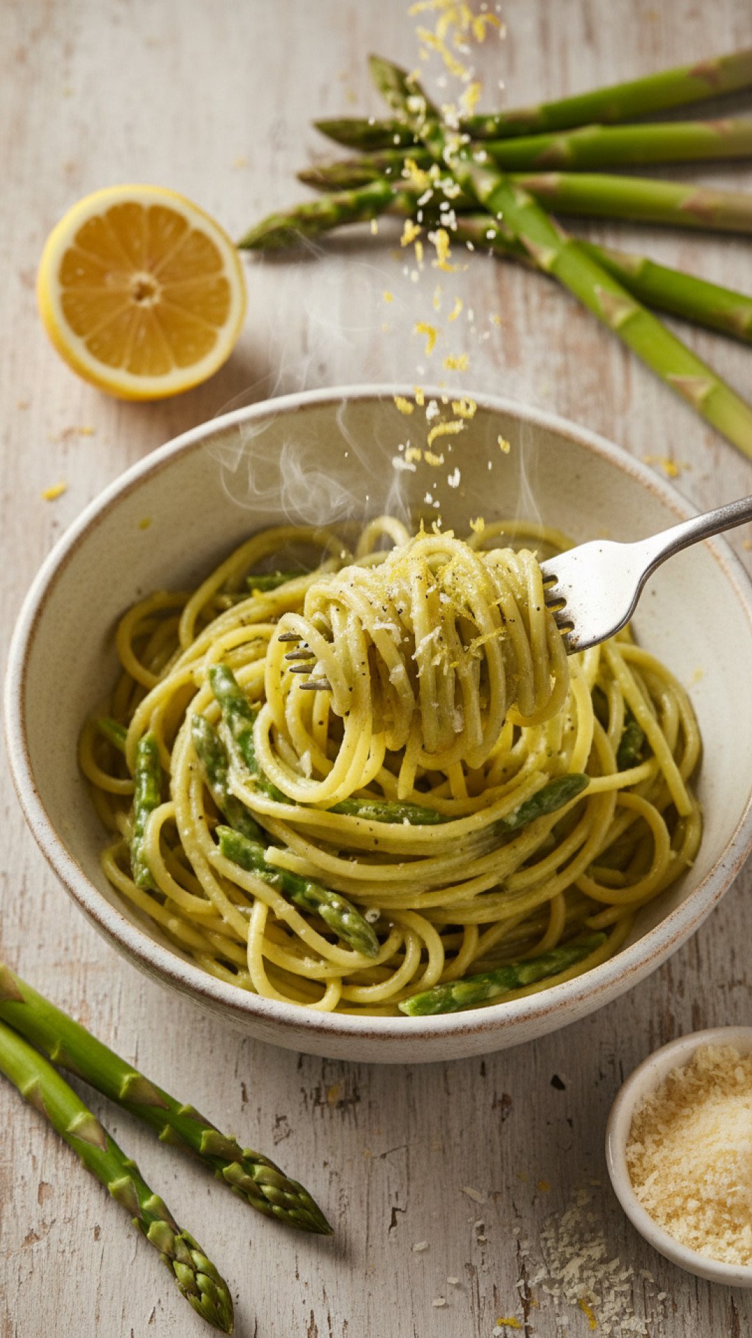 Quick Lemon Garlic Asparagus Pasta Preparation