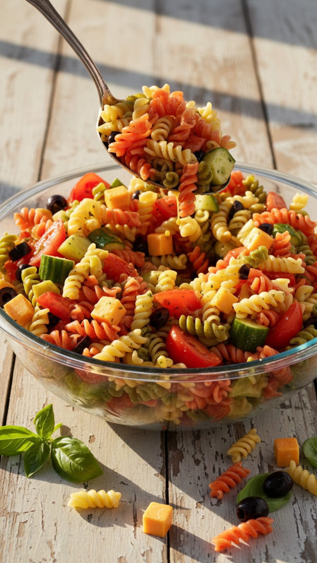 Refreshing Mediterranean Summer Pasta Salad Preparation