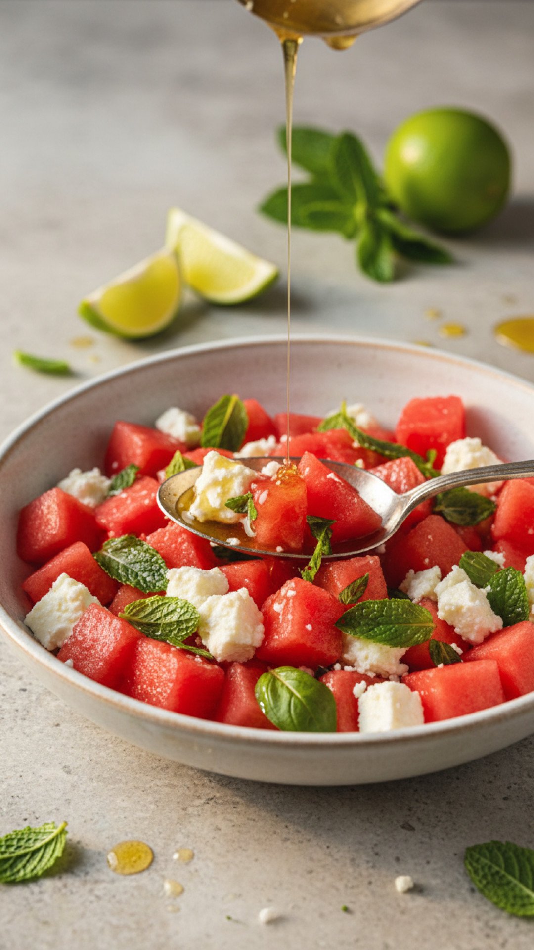Refreshing Watermelon Feta Mint Salad Preparation