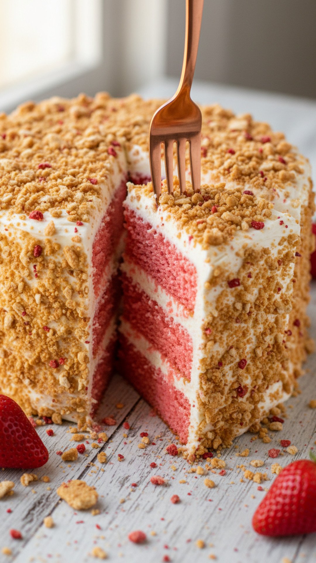 Strawberry Crunch Cake Preparation