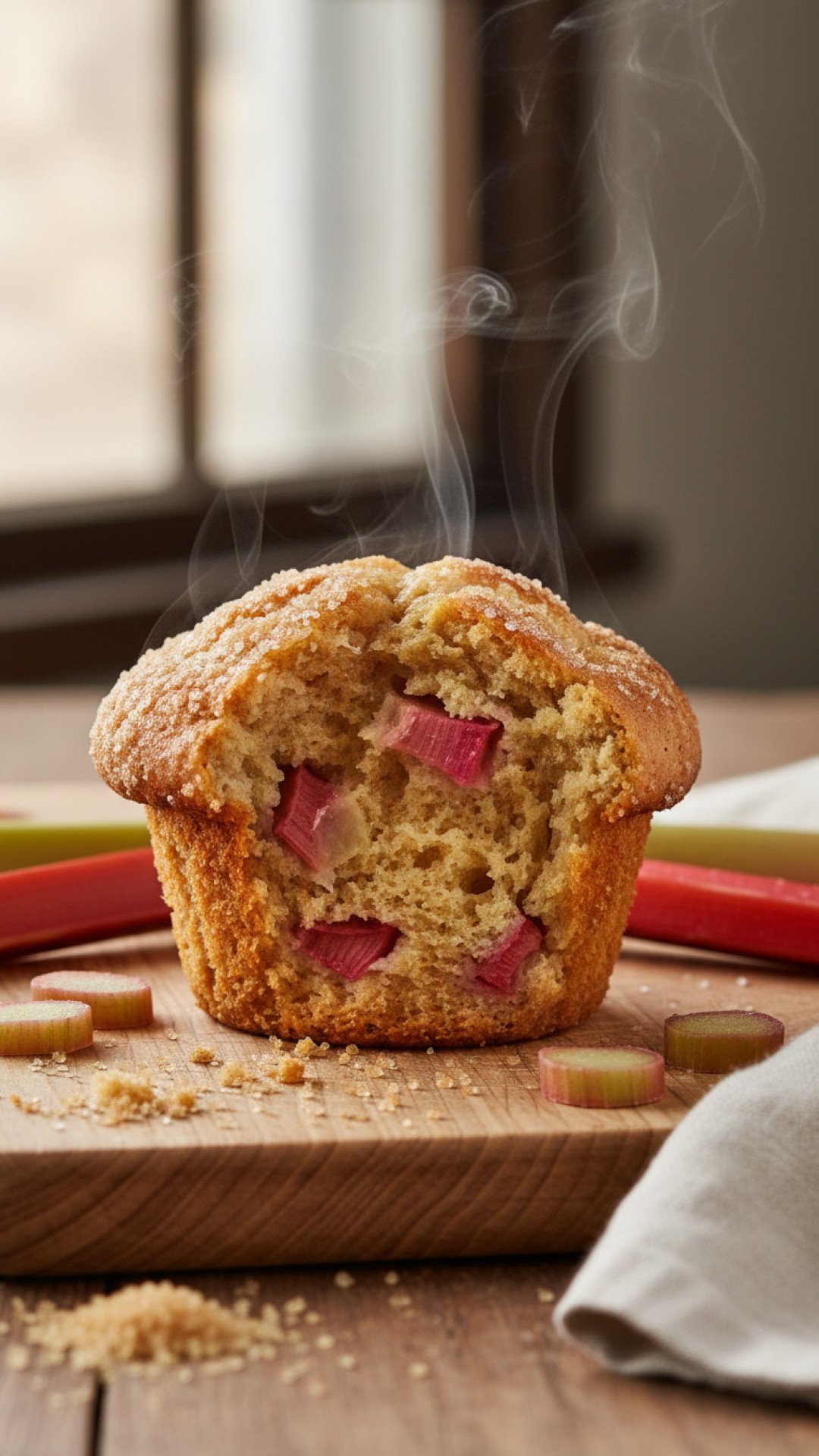 Sweet & Tart Rhubarb Muffins with Crumb Topping Preparation