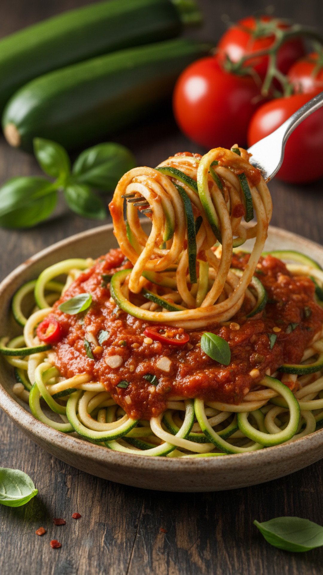 The Ultimate Zoodles with Sun-Dried Tomato & Basil Preparation