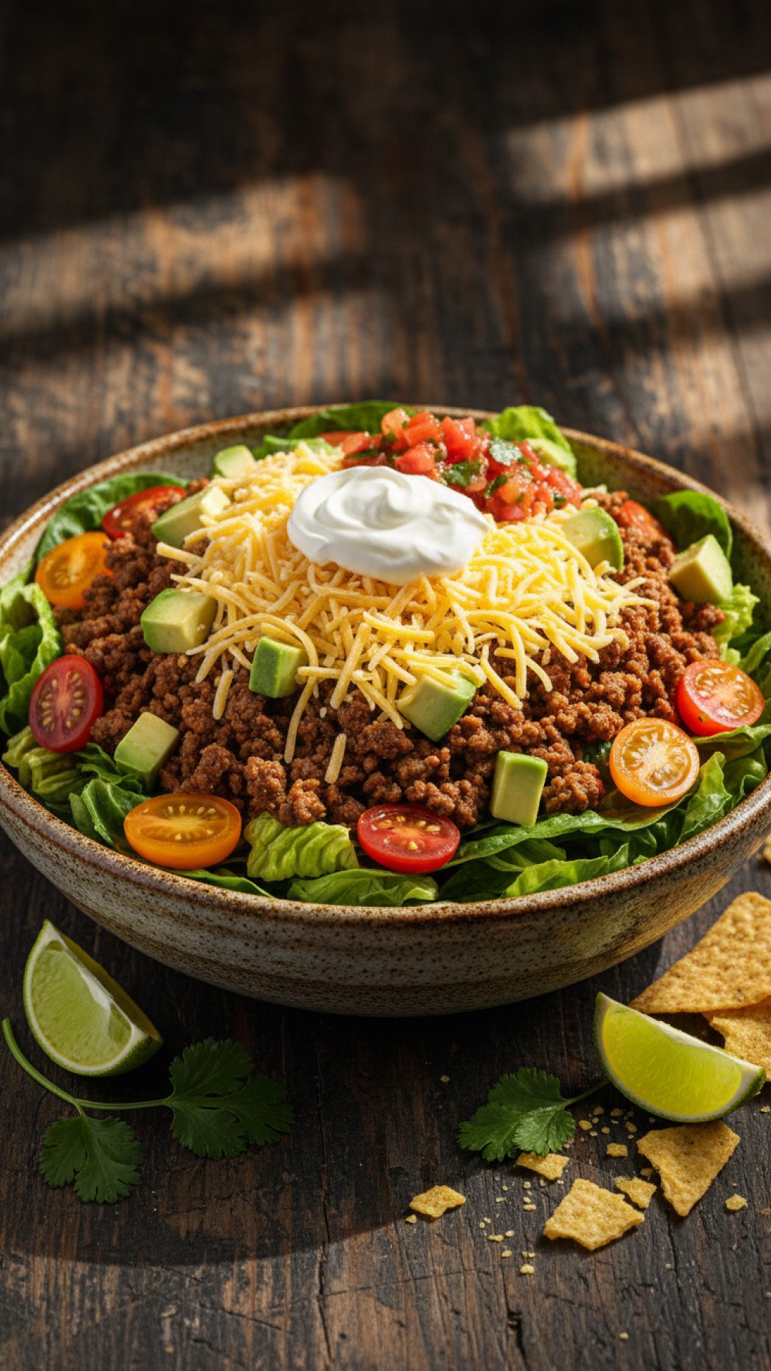Ultimate Zesty Beef Taco Salad Preparation