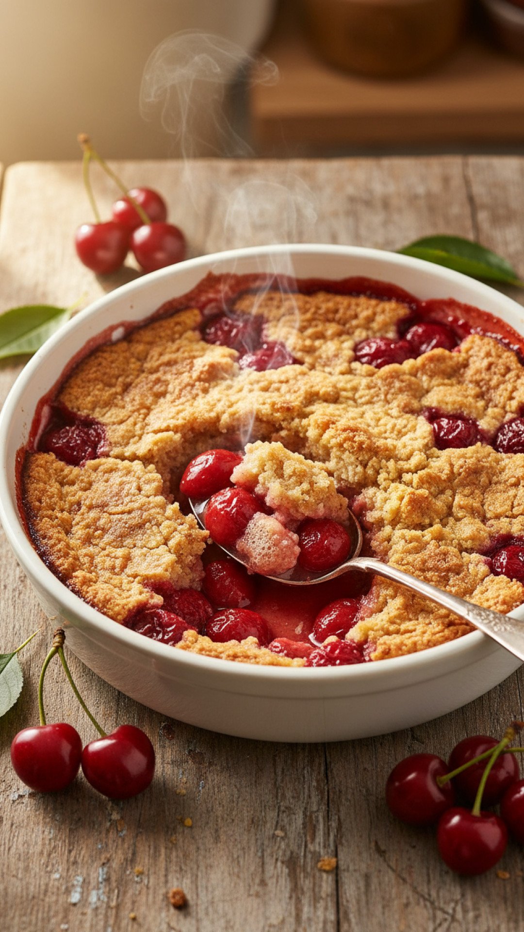 Classic Cherry Cobbler Preparation