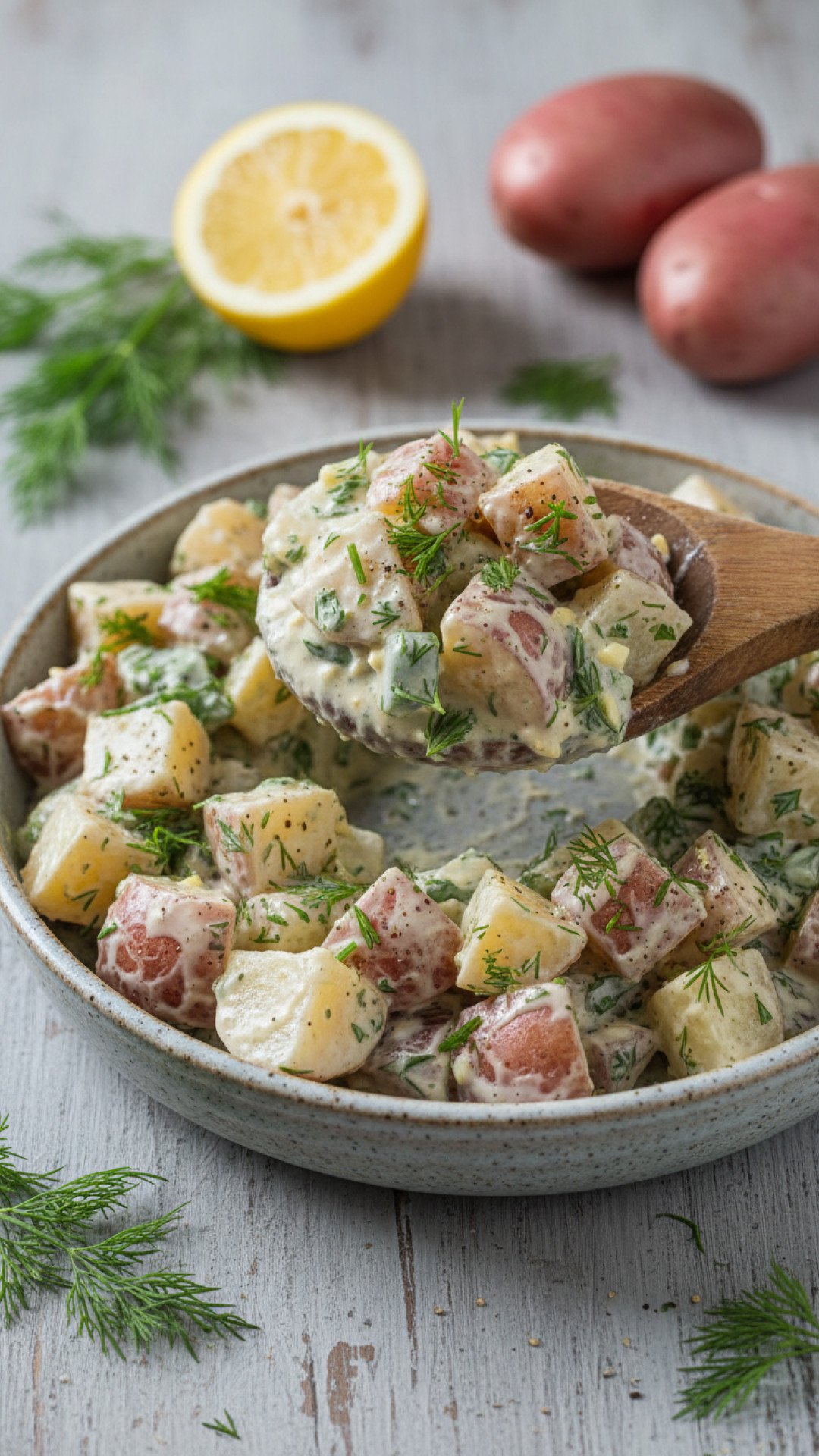 Classic Creamy Dill Potato Salad Preparation