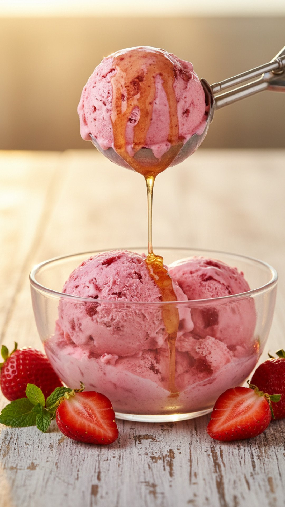 Classic Homemade Strawberry Ice Cream Preparation