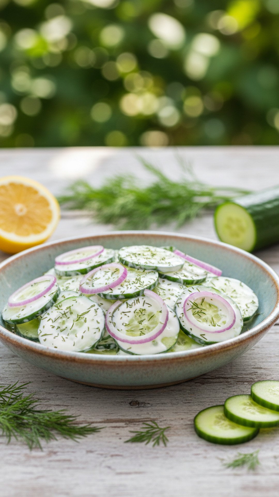 Creamy Cucumber Salad Preparation