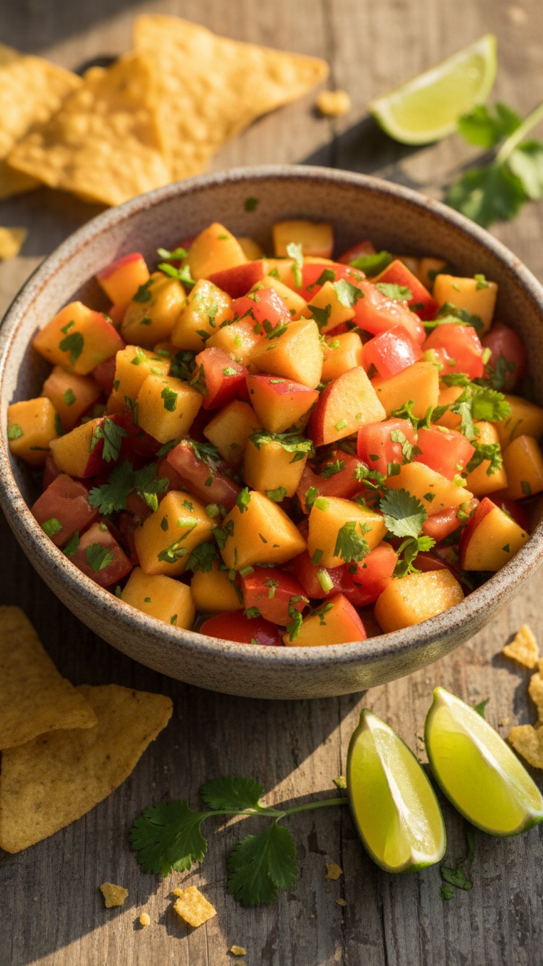 Fresh Peach Salsa Preparation