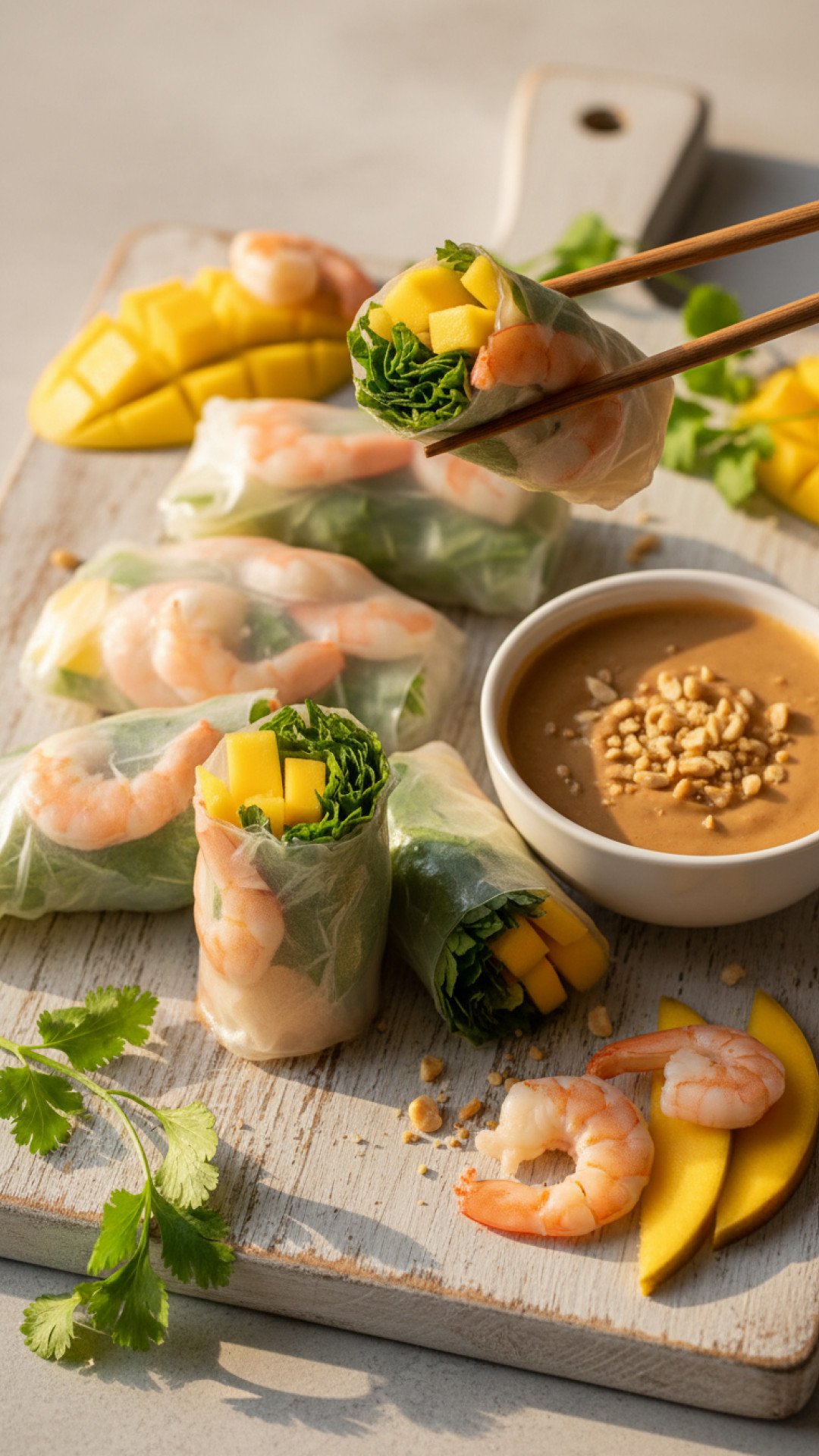 Fresh & Vibrant Shrimp Spring Rolls with Peanut Dipping Sauce Preparation