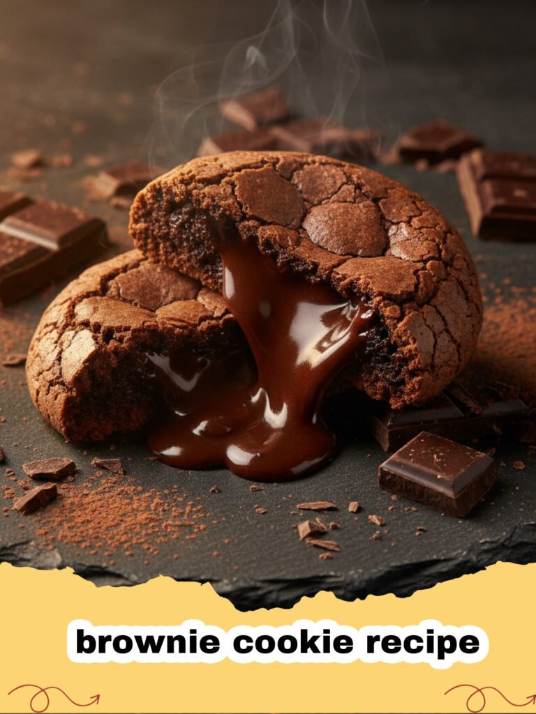 brownie cookie recipe - Pile of fudgy brownie cookies with crinkly tops on a cooling rack, some with chocolate chips visible.