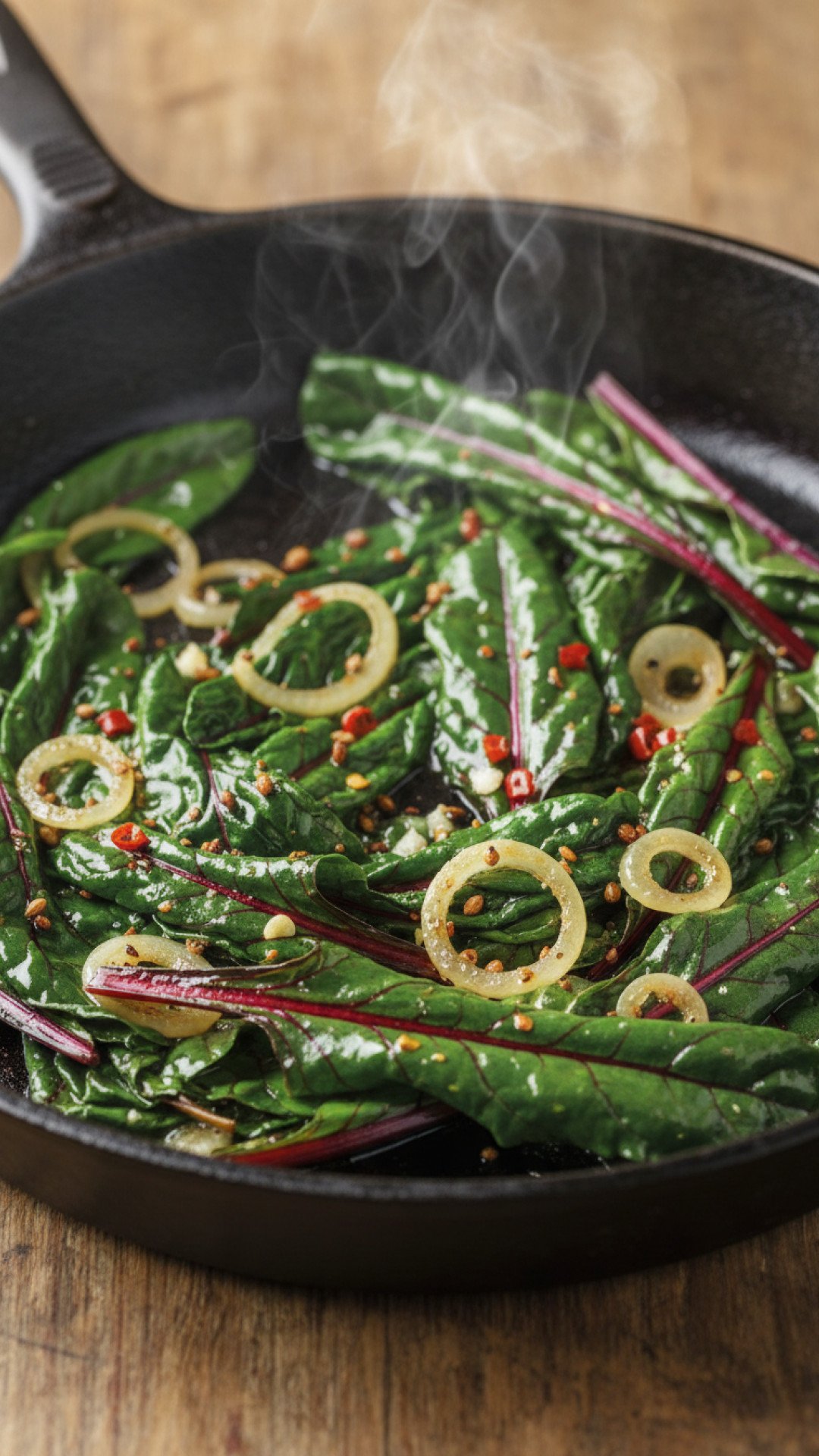 Garlic-Lemon Sautéed Swiss Chard Preparation