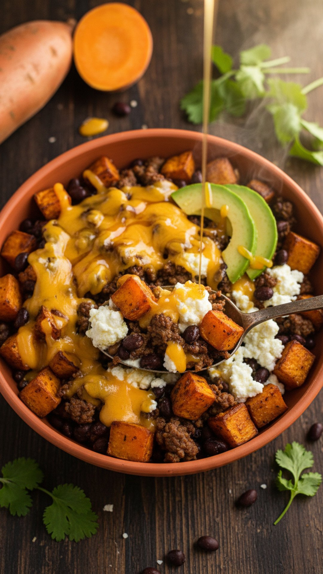 Hearty & Healthy Sweet Potato & Black Bean Bowl Preparation