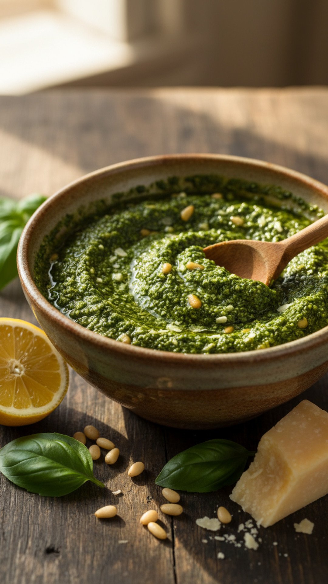 Homemade Basil Pesto Preparation