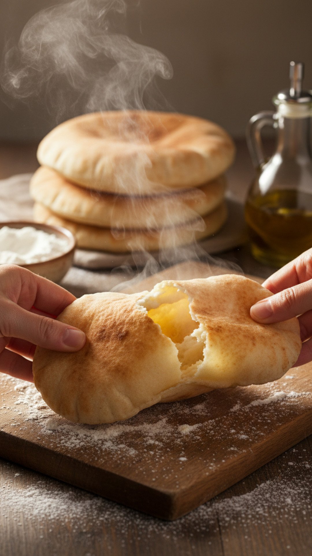 Homemade Fluffy Pita Bread Preparation