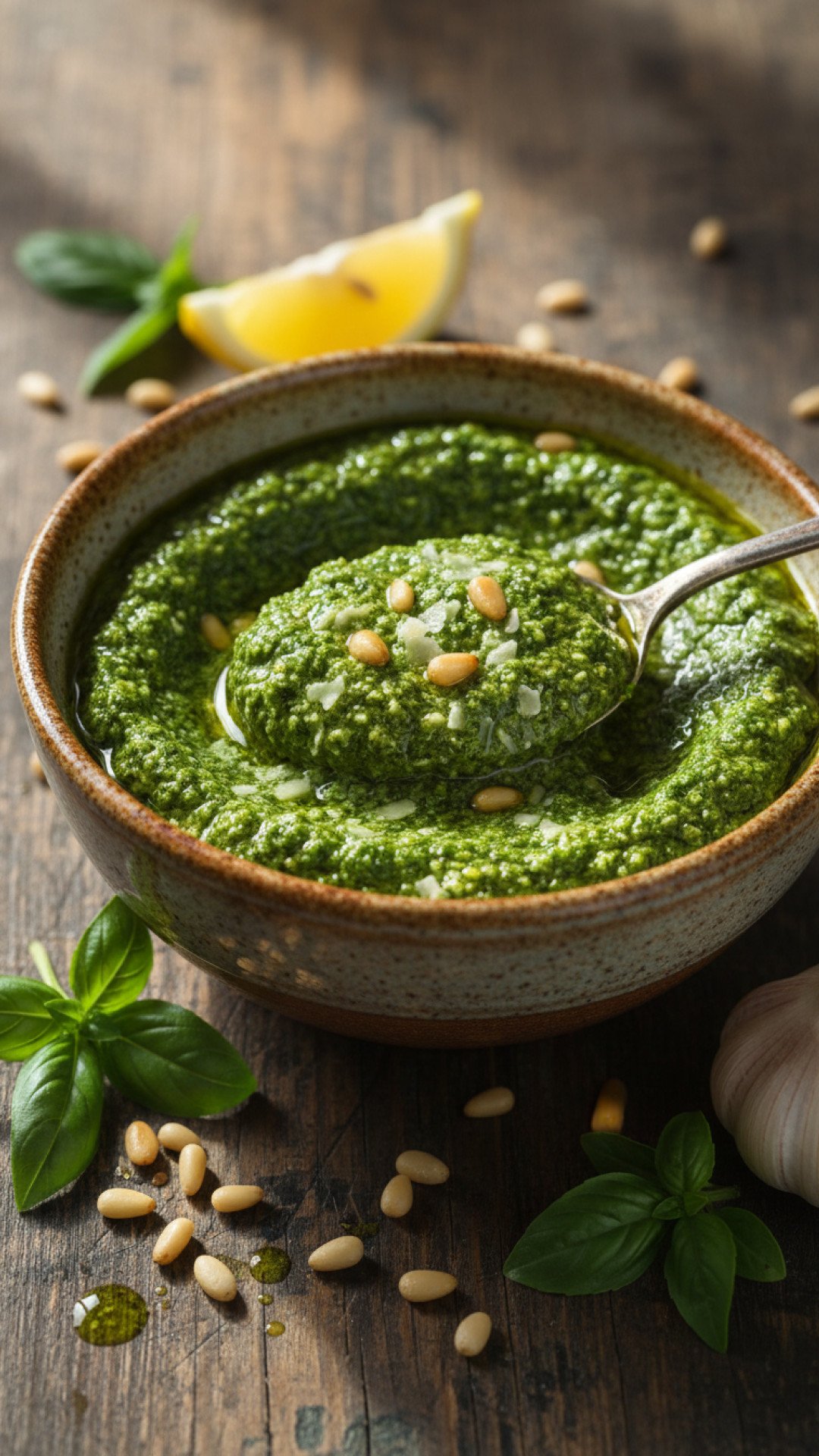 Homemade Fresh Basil Pesto Recipe Preparation