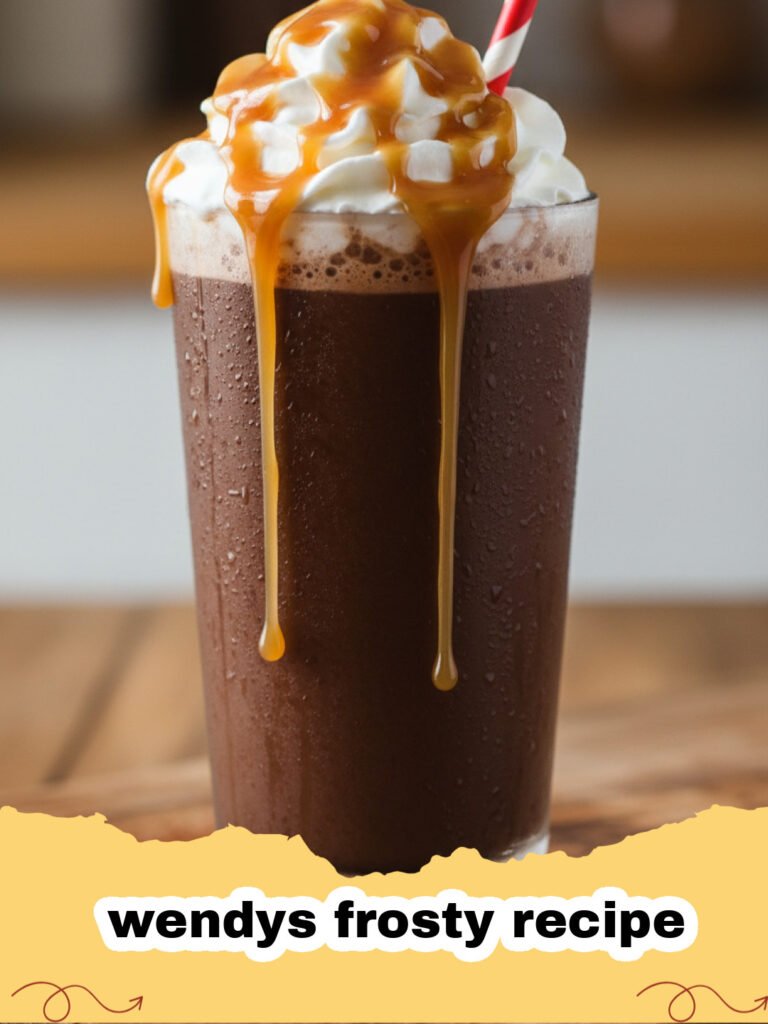 wendys frosty recipe - Two glasses of homemade Wendy's Frosty, one with a spoon, on a rustic wooden background.