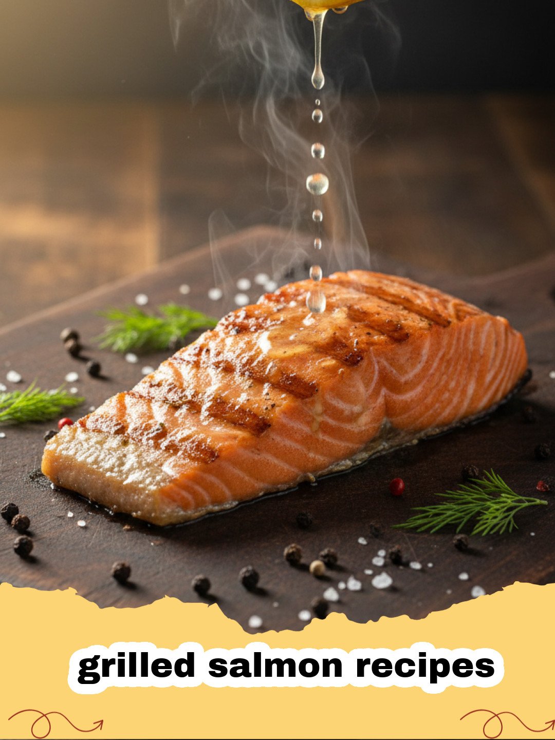 grilled salmon recipes - Beautifully glazed grilled salmon fillets on a platter with lemon slices