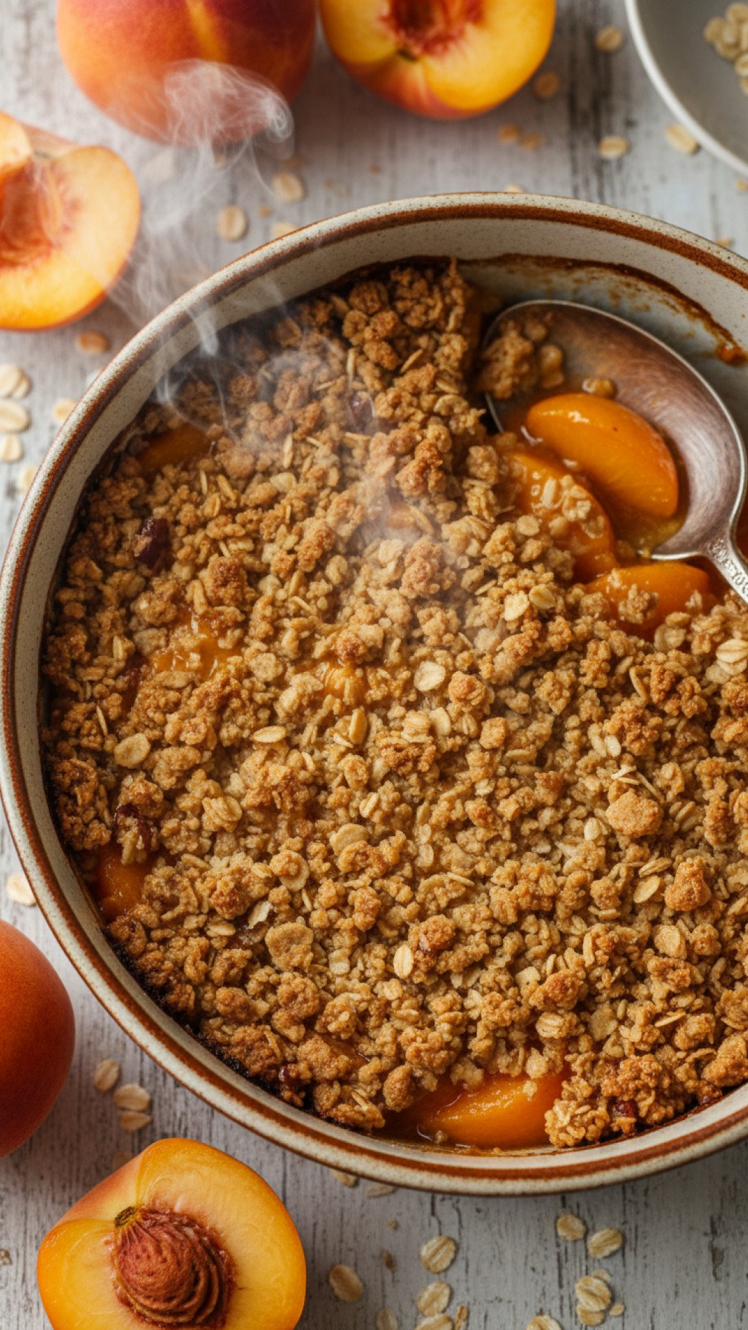 Honey-Vanilla Roasted Nectarines with Pistachio Crumble Preparation
