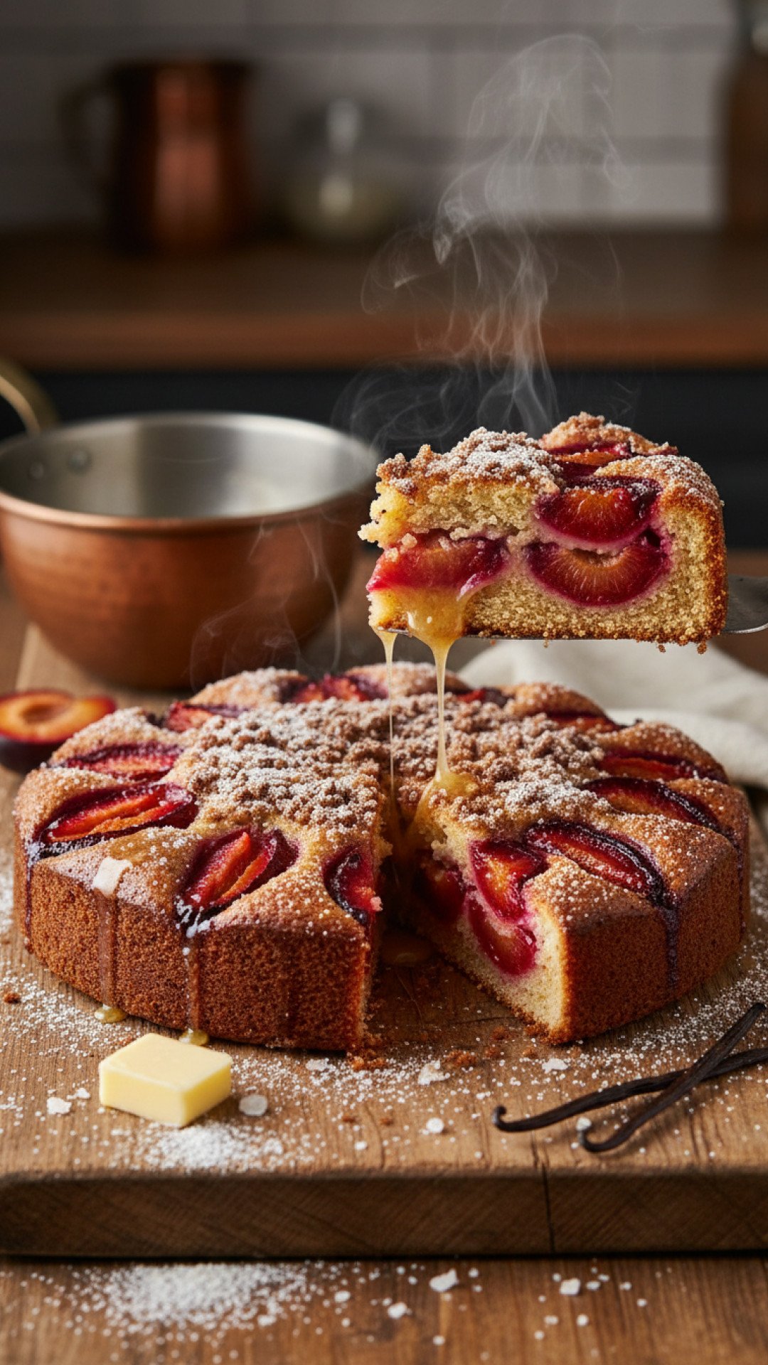 Luscious Plum Crumble Cake Preparation