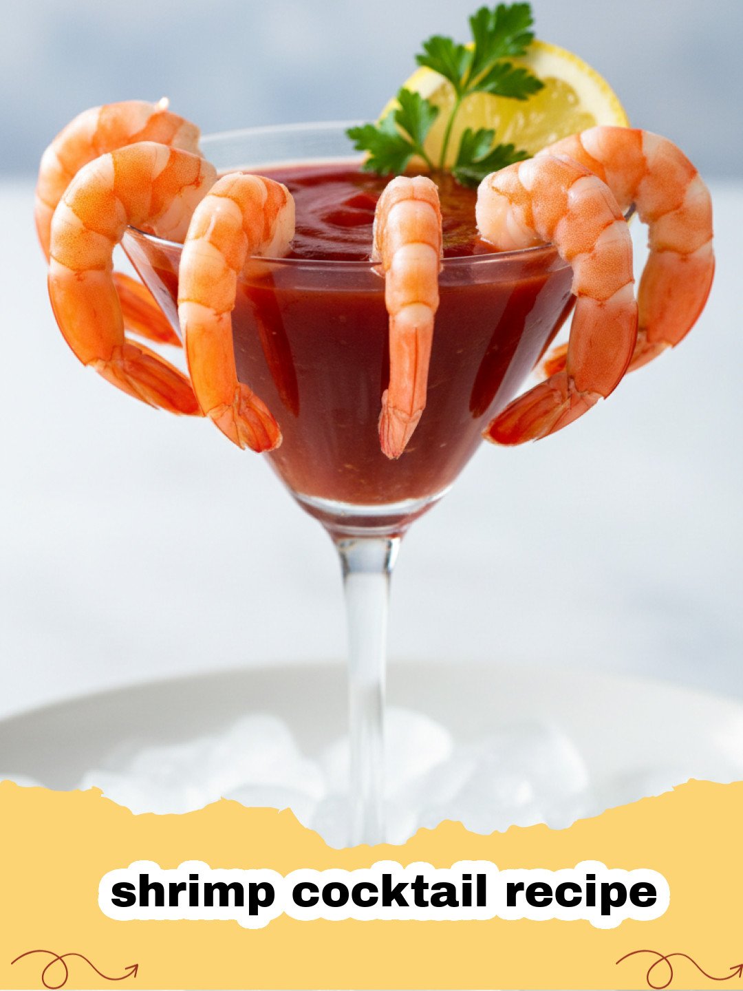 shrimp cocktail recipe - A glass of classic shrimp cocktail with jumbo shrimp and red cocktail sauce